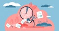 Late vector illustration. Flat tiny tight schedule delay persons concept.