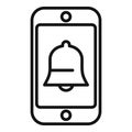 Late work alarm phone icon outline vector. Care business online