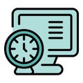 Late work pc icon vector flat