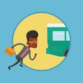 Latecomer man running for the bus. Royalty Free Stock Photo