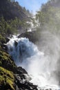 Latefoss or Latefossen consists of two separate streams flowing down. It is located on Norwegian National Road 13, Odda, Hordaland Royalty Free Stock Photo