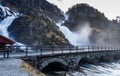 Latefossen or Latefoss is a waterfall located in the municipality of Ullensvang in Vestland County, Norway Royalty Free Stock Photo