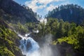 Latefossen Waterfall Odda Norway. Latefoss is a powerful, twin waterfall