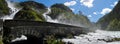 Latefossen waterfall with stone bridge in Norway Royalty Free Stock Photo