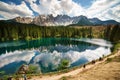 Latemar reflection in lake Carezza