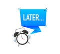 Later alarm in flat style on white background. Flat cartoon vector illustration. Vintage, retro design. Countdown