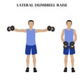 Lateral dumbbell raise workout exercise vector illustration