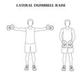 Lateral dumbbell raise workout exercise vector illustration outline