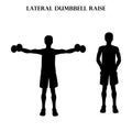 Lateral dumbbell raise workout exercise vector illustration silhouette