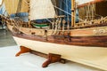 Lateral side of a sailing ship model