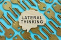 Lateral thinking words on the brain shape and keys.