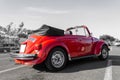 Oldtimer red convertible car - selective color isolation Royalty Free Stock Photo