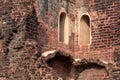 Laterite brick and masonry details of the ruins of the ancient St. Augustine tower