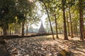 Laterite Stupa Amid Trees at Wat Pra Khaeo Kamphaeng Phet Province, Thailand Royalty Free Stock Photo