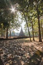 Laterite Stupa Amid Trees at Wat Pra Khaeo Kamphaeng Phet Province, Thailand Royalty Free Stock Photo