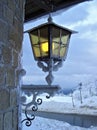 Latern at winter hotel Royalty Free Stock Photo