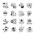 Latest Hand Drawn style Artificial Intelligence Icons Set Royalty Free Stock Photo