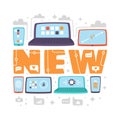 Latest new technologies flat vector illustration laptop Royalty Free Stock Photo