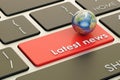 Latest News button, red key on keyboard. 3D rendering Royalty Free Stock Photo