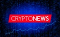 The latest news of Cryptocurrency News against the backdrop of a stream of binary matrix code on the screen. financial