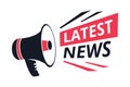 Latest news isolated icon, megaphone or bullhorn, breaking report vector. Info announcement and TV or radio broadcast