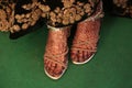 mehndi legs of a bride in India Royalty Free Stock Photo