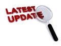 latest update with magnifier glass on white Royalty Free Stock Photo