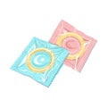 .Latex Condom in the package.Protection from sexually transmitted diseases.Safe sex. vector illustration. Royalty Free Stock Photo