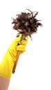 Latex Glove Holding a Duster