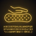 Latex mattress material neon light icon