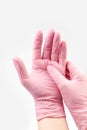 Latex or rubber sterile gloves for doctor, surgeon or nurse. Hospital and laboratory equipment for protection against virus and Royalty Free Stock Photo