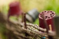 Lath fence made of willow rods. Royalty Free Stock Photo