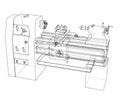 Lathe concept. Vector rendering of 3d