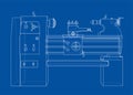 Lathe concept. Vector rendering of 3d