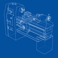 Lathe concept. Vector rendering of 3d