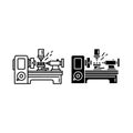 Lathe Machine Icon Set Royalty Free Stock Photo