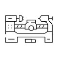 lathe tool work line icon vector illustration