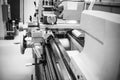 Lathe in workshop, The machine is old but working Royalty Free Stock Photo