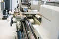 Lathe in workshop, The machine is old but working Royalty Free Stock Photo