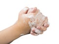 Lathered hands and soap Royalty Free Stock Photo