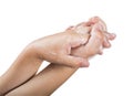 Lathered hands and soap Royalty Free Stock Photo