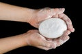 Lathered hands and soap Royalty Free Stock Photo