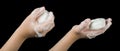 Lathered hands and soap Royalty Free Stock Photo