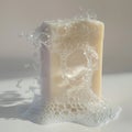 A lathered light gray soap with foam Royalty Free Stock Photo