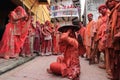 Lathmar Holi Celebration at Nandgaon Royalty Free Stock Photo