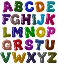 Latin alphabet bold font made of colorful glaze in high resolution