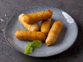 Tequenos made of fried corn filled with cheese Royalty Free Stock Photo