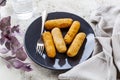 Tequenos made of fried corn filled with cheese Royalty Free Stock Photo