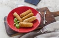 Tequenos made of fried corn filled with cheese Royalty Free Stock Photo
