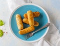 Tequenos made of fried corn filled with cheese Royalty Free Stock Photo